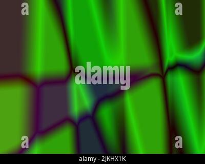 Abstrakte Illustration von neongrünen Lichtimpulsen auf dunklem Hintergrund Stockfoto