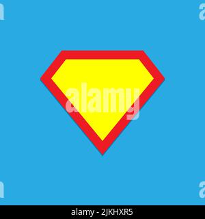 Vektorsymbol für Superhelden auf blauem Hintergrund isoliert. Vorlage für Superman-Logo. Stock Vektor