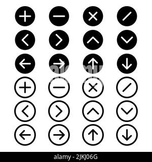Universal Web- und App-Vektor-Symbolsatz. Einfacher Satz von Symbolen. Pfeiltasten Stock Vektor