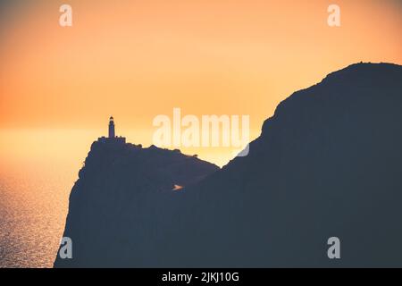 Spanien, Balearen, Mallorca, Bezirk Pollença. Der Formentor, Cap de Formentor Leuchtturm Stockfoto