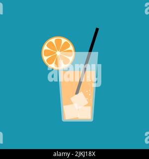 Orangensaft. Abbildung des Symbols für Saftglas. Stock Vektor