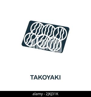 Takoyaki-Symbol. Monochromes Fastfood-Symbol mit einfacher Linie für Vorlagen, Webdesign und Infografiken Stock Vektor