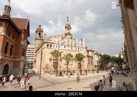 Santos Juanes oder Sant Joan del Mercat Kirche. Römisch-katholische Kirche, im Auftrag des Erzbischofs und Vizekönigs Juan de Ribera im Barockstil, vorbei Stockfoto