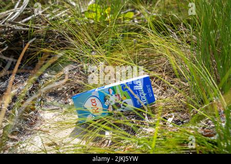 Der Plastikmüll am Strand in Punta Cana, Dominikanische Republik Stockfoto