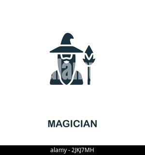 Magier-Ikone. Monochrom einfache Linie Spiel Element Symbol für Vorlagen, Web-Design und Infografiken Stock Vektor