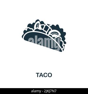 Taco-Symbol. Monochromes Fastfood-Symbol mit einfacher Linie für Vorlagen, Webdesign und Infografiken Stock Vektor