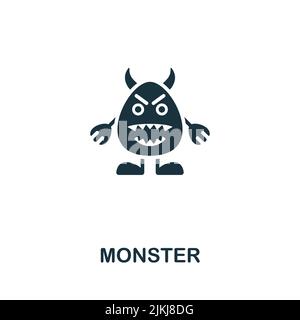 Monster-Symbol. Monochrom einfache Linie Spiel Element Symbol für Vorlagen, Web-Design und Infografiken Stock Vektor