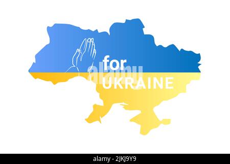 Beten Sie für die ukraine Vektorkarte der ukraine Hände gefaltet im Gebet Stock Vektor