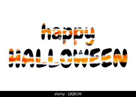 Happy Halloween Aquarell Inschrift gelb und schwarz Farbe. Vektorgrafik Stock Vektor