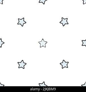 Nahtloses Muster mit einfachen Doodle-Sternen umreißen auf weißem Hintergrund Stock Vektor