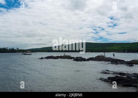 Eagle Harbor ein sicherer und geschützter Ort für Schiffe, die auf dem Lake Superior unterwegs sind Stockfoto