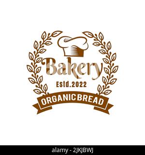 Brot und Kuchen Bäckerei Design Logo, Buchstabe Logo, Brot Vektor, Bäckerei Logo, Chefhut Vektor Illustration. Stock Vektor