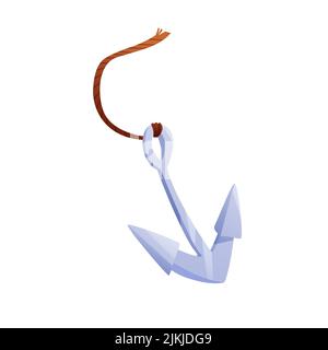 Seeschiffanker mit Seil Cartoon Vektor Illustration. Stock Vektor