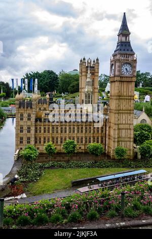 Das Parlamentsgebäude und der Big Ben von London in Mini-Europe, Brüssel, Belgien Stockfoto