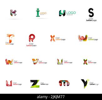 Bunte abstrakte Brief Firmenlogos gestellt von überlappenden fließende Formen. Universal Business Icons für jede Idee oder ein Konzept. Business, app, w Stock Vektor