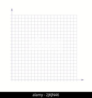 Rasterpapier. Mathematisches Diagramm. Kartesisches Koordinatensystem mit x-Achse, y-Achse. Quadratischer Hintergrund mit farbigen Linien. Geometrisches Muster für die Schule Stock Vektor