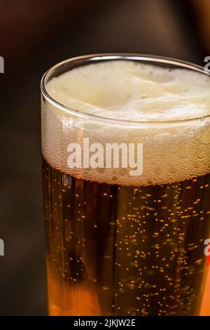 Bierglas in der Bar auf dem Tisch Stockfoto