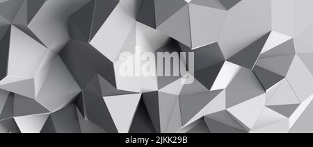 Ein abstrakter 3D gerenderter geometrischer Hintergrund in grauen Farben Stockfoto