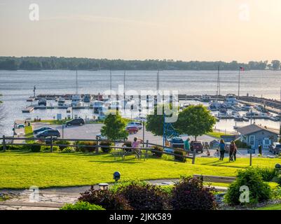 Egg Harbor Marina vom Harbor View Park in Egg Harbor in Door County Wisconsin USA Stockfoto