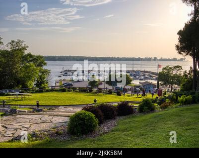 Egg Harbor Marina vom Harbor View Park in Egg Harbor in Door County Wisconsin USA Stockfoto