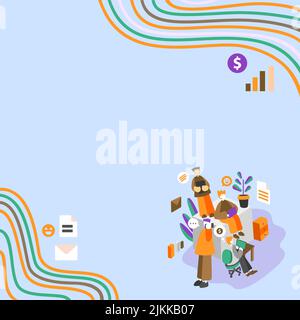 Geschäftsleute, Die Zusammen An Lap Tops Arbeiten, Einer Am Telefon. Gruppe Von Vier Freunden Im Büro, Die Arbeit Machen, Zwei Am Computer, Andere Am Mobiltelefon, Letzte Stock Vektor