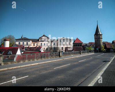 Blick in Bad Homburg auf den Stadtmauerturm Stockfoto