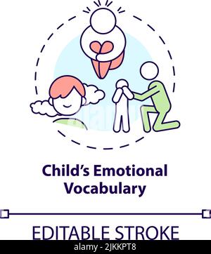 Symbol für das Konzept des emotionalen Vokabulars eines Kindes Stock Vektor