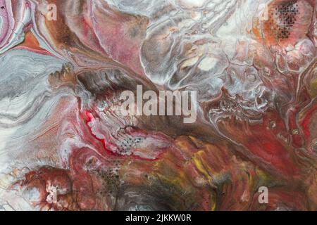 Die abstrakte Malerei mit Acryl mit Fluid Pour Stockfoto