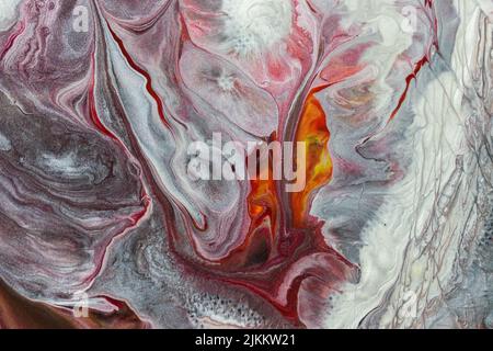Die abstrakte Malerei mit Acryl mit Fluid Pour Stockfoto