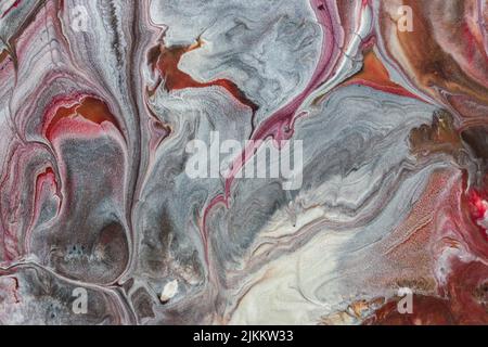 Die abstrakte Malerei mit Acryl mit Fluid Pour Stockfoto