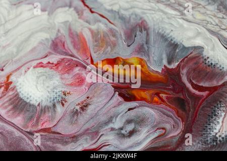Die abstrakte Malerei mit Acryl mit Fluid Pour Stockfoto