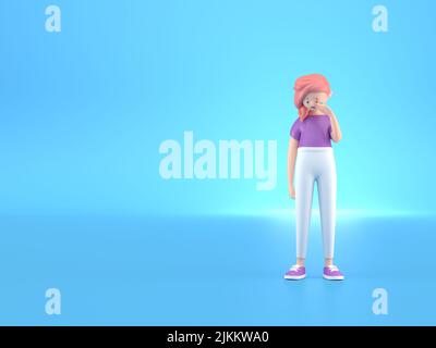 Vereinzelte Traurigkeit. 3D Abbildung Stockfoto