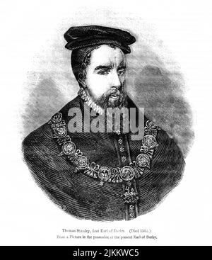 Thomas Stanley, erster Earl of Derby, Illustration aus dem Buch, „John Cassel’s Illustrated History of England, Volume II“, Text von William Howitt, Cassell, Petter und Galpin, London, 1858 Stockfoto