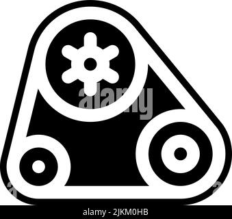 Symbol für den Zahnriemen, schwarze Vektorgrafik. Stock Vektor