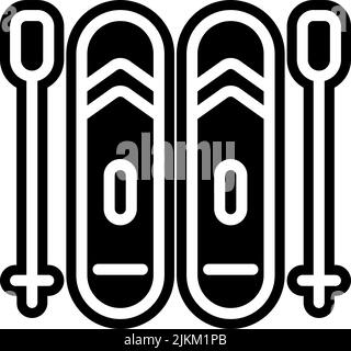 Ski-Ausrüstung Symbol schwarze Vektor-Illustration. Stock Vektor