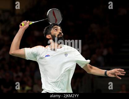 Indiens Srikanth Nammalwar Kidambi beim Badminton Team Gold Medal Match gegen Malaysia am fünften Tag der Commonwealth Games 2022 in Birmingham. Bilddatum: Dienstag, 2. August 2022. Stockfoto