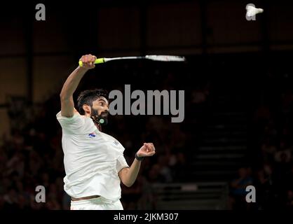 Indiens Srikanth Nammalwar Kidambi beim Badminton Team Gold Medal Match gegen Malaysia am fünften Tag der Commonwealth Games 2022 in Birmingham. Bilddatum: Dienstag, 2. August 2022. Stockfoto