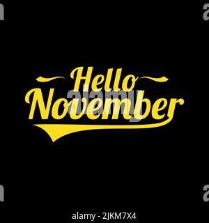 Hallo November-Schriftzug. Elemente für Einladungen, Poster, Grußkarten Jahreszeiten Grüße Stockfoto, Bild, Hintergrundvektordarstellung Stock Vektor
