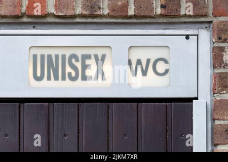 Unisex wc-Toilettenschild - Großbritannien Stockfoto