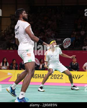 Birmingham, UK, 1. Aug 2022; Common Wealth Games; CWG 2022 Badminton Rankings Reddy & Shetty spielen gegen Malaysia : . Seshadri SUKUMAR Kredit: Seshadri SUKUMAR/Alamy Live Nachrichten Stockfoto