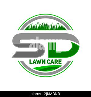 Logo-Design-Inspiration für Rasenpflege-Service Stock Vektor