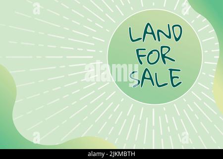 Inspiration zeigt Schild Land for Sale. Konzept Bedeutung Immobilien viel verkaufen Entwickler Realtors Investment Circle Sprechblase mit Balken Farbe Stockfoto