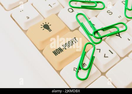Handschrift Text gemeinnützig. Geschäftsidee Bereitstellung von Produkten oder Dienstleistungen ohne Rückzahlung -48761 Stockfoto
