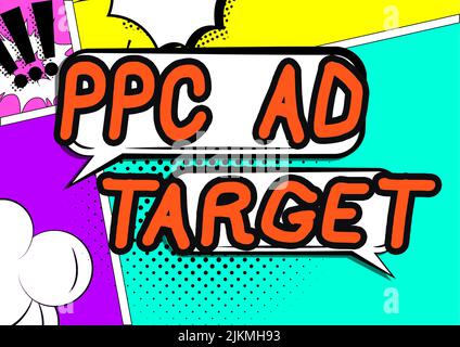 Konzeptunterschrift PPC-Anzeigenziel. Geschäftsidee Pay per click Werbung Marketing Strategien Online-Kampagne Paar Blank Chat Bubbles representing Stockfoto