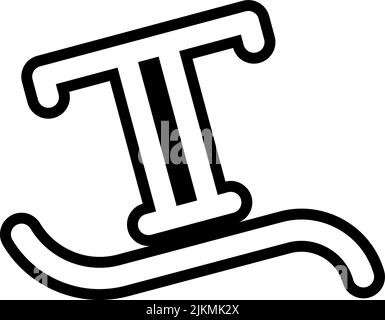 Text entlang Pfad Symbol schwarze Vektorgrafik. Stock Vektor