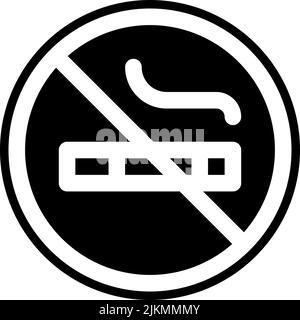 No Smoking Icon, schwarze Vektorgrafik. Stock Vektor