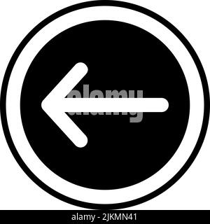 Pfeil-Links-Symbol, schwarze Vektorgrafik. Stock Vektor