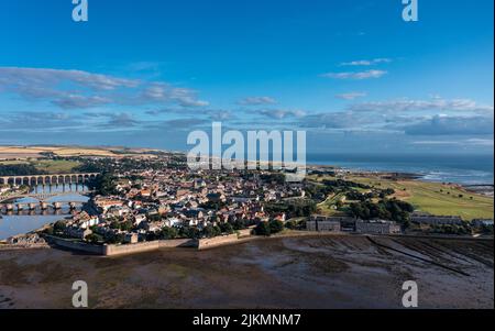 Luftaufnahme von Berwick upon Tweed, Northumberland, England, Großbritannien Stockfoto