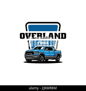 Logo-Design einer Vorlage eines blauen LKW auf weißem Hintergrund Stock Vektor