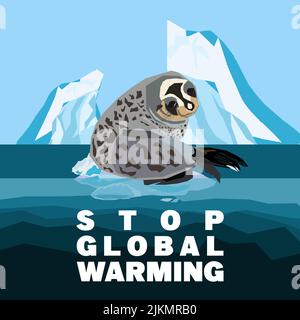 Das Konzept der globalen Erwärmung. Vektorposter „Globale Erwärmung stoppen“ Stock Vektor
